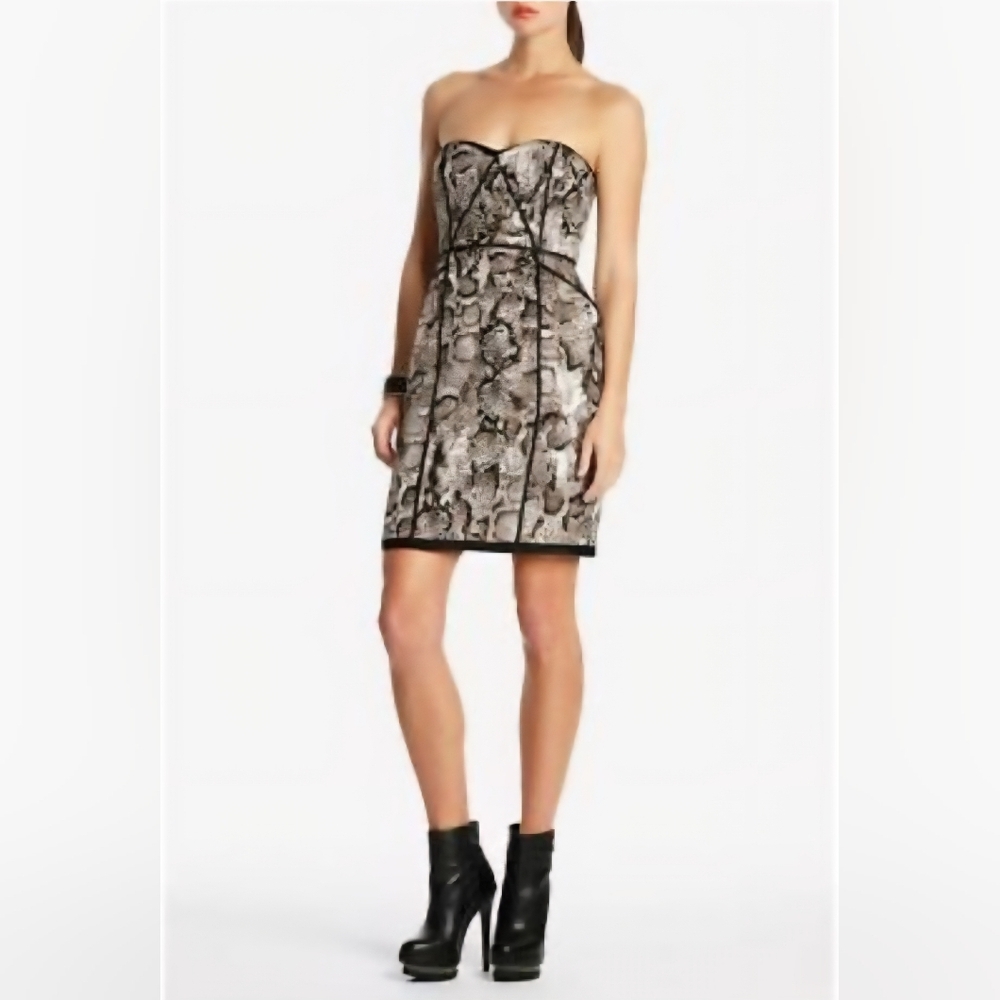 Bcbgmaxazria Python Print Shana Strapless Bustier… - image 3